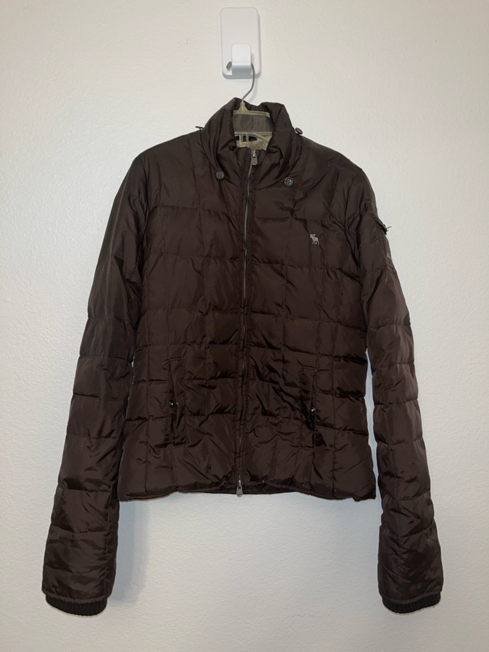 Abercrombie Fitch Brown Puffer Jacket Fur Lined Y2K